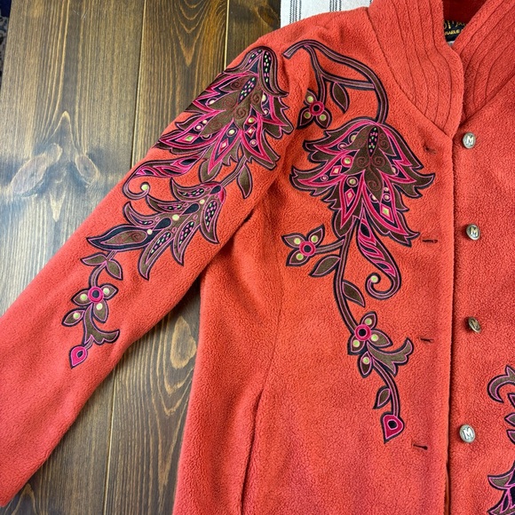 1990's Bob Mackie wearable Art Women's Embroidered Jacket Rust Color Size Small - Picture 4 of 16